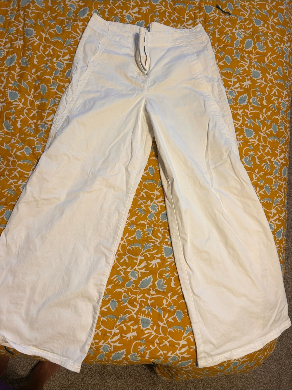 Maeve White High-Rise Wide Leg Pants